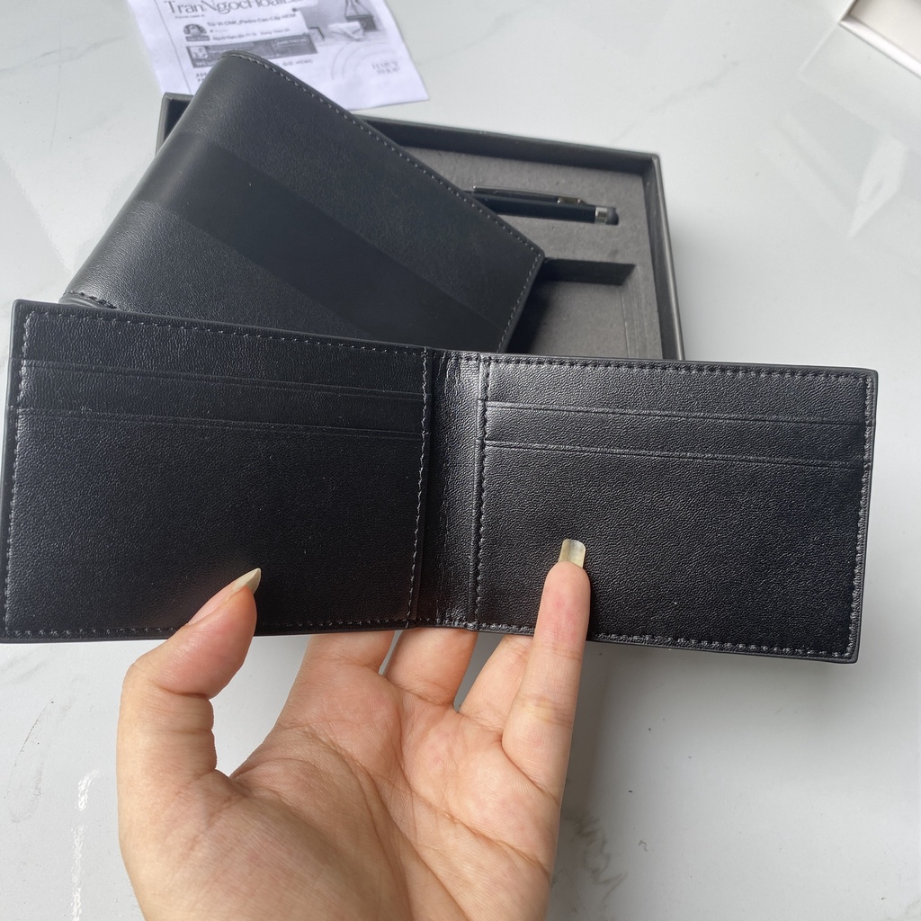 set ví nam hàng tuồn kho kèm bút + móc khóa full box, túi giấy