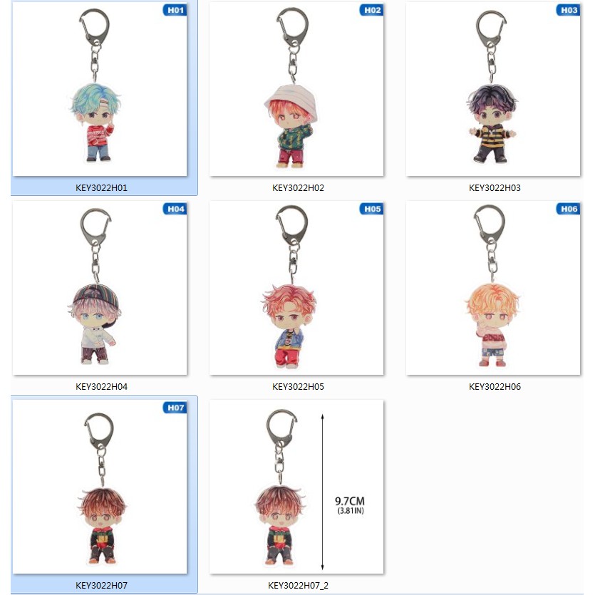 Móc khóa hình thành viên nhóm nhạc Hàn Quốc BTS dễ thương