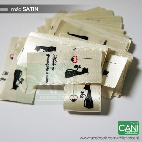 50c Mác satin in theo yêu cầu  Nhãn quần áo Nhãn mác vải CANI