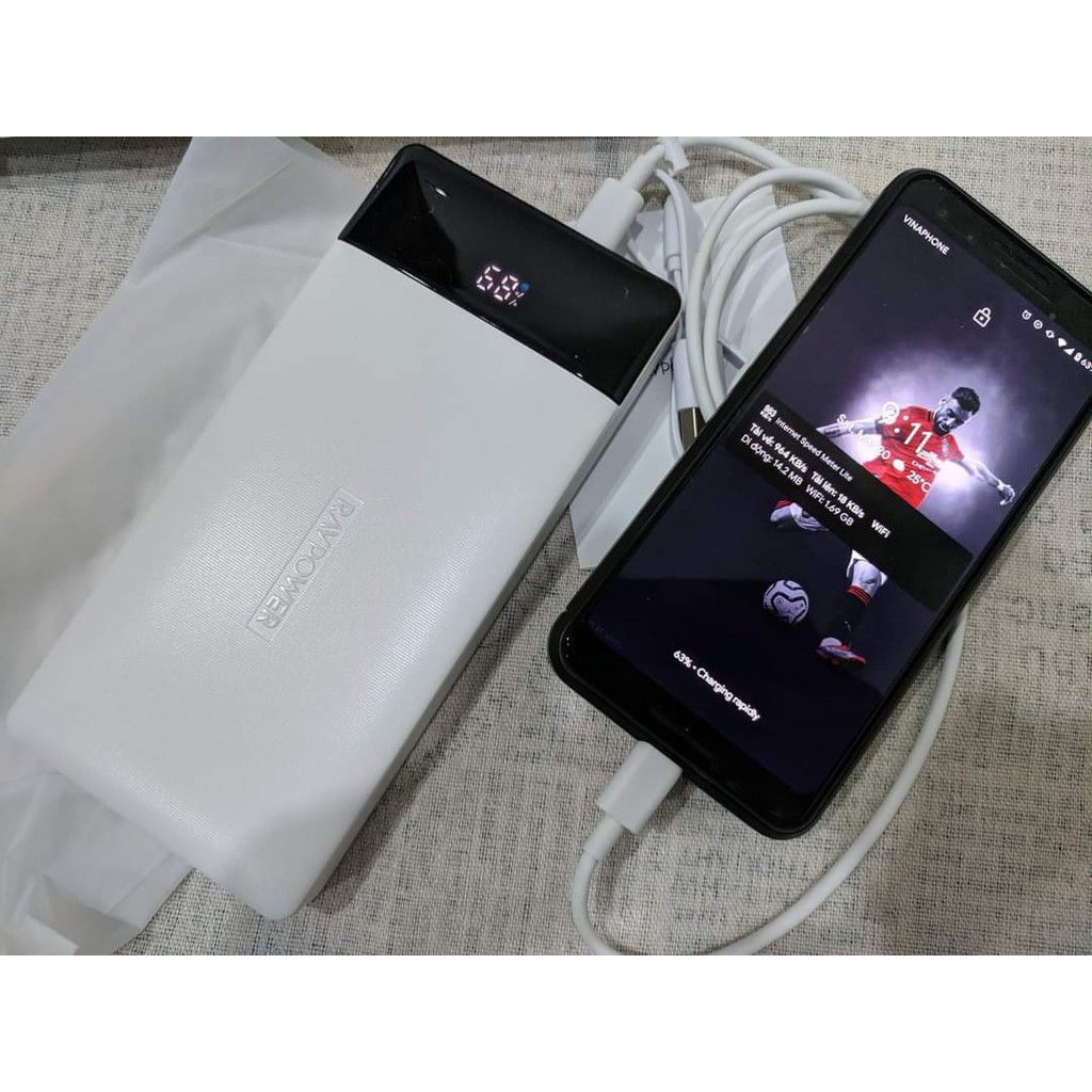 Pin sạc dự phòng RavPower 20000mAh - RP-PB172 - hỗ trợ sạc nhanh PD và QC 3.0 - bảo hành 12 tháng fullbox