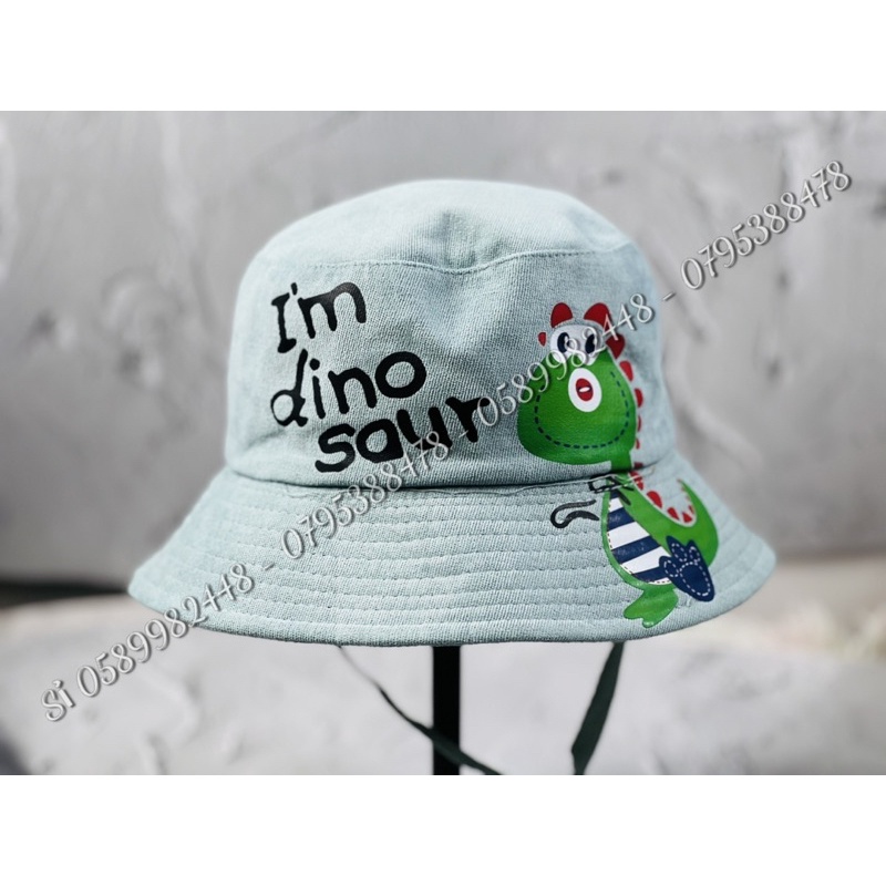 Mũ bo bucket - Nón Tai bèo phối dây khủng Long 🦖 xanh cute cho bé trai bé gái cute 1tuổi đến 5t