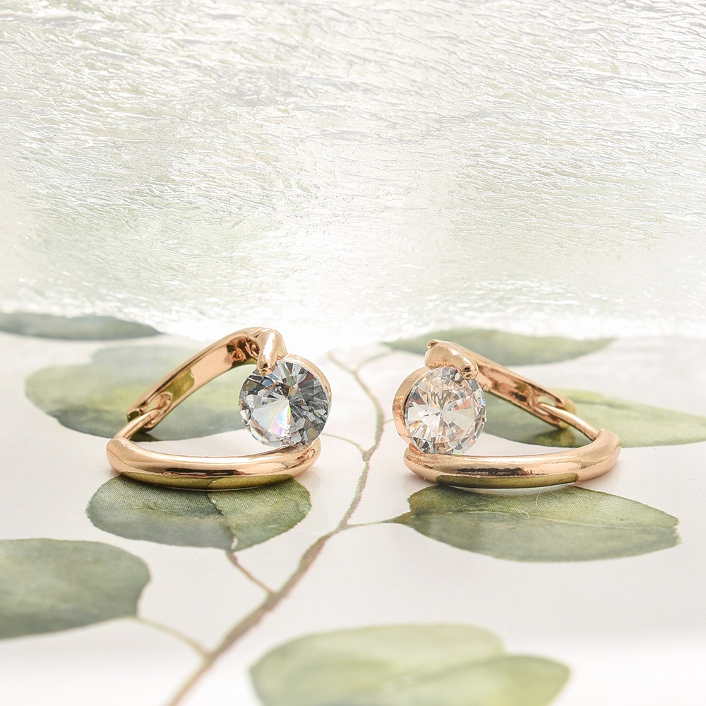 Khuyên Tai Đính Đá Zircon Màu Bạc Phong Cách Thanh Lịch Thời Trang Hàn Quốc