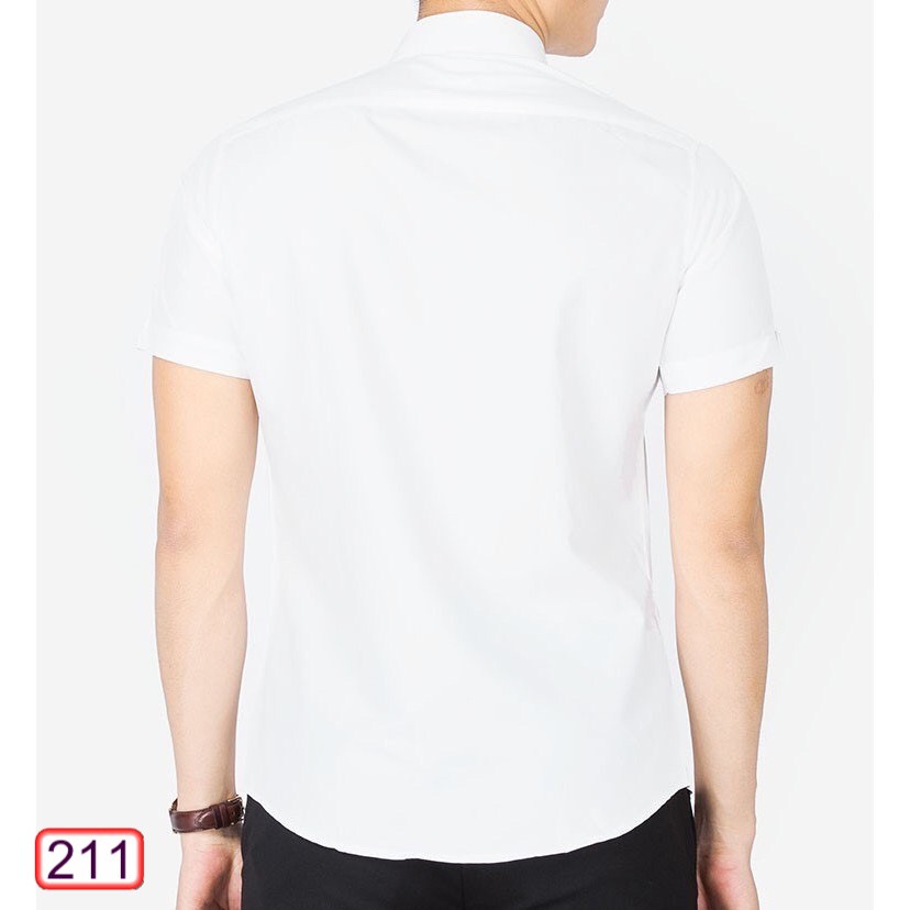 Áo Sơ Mi Nam Ngắn Tay Hàn Quốc 211 Cổ Bẻ Vải Lụa Chống Nhăn Cực Đẹp - Hazo