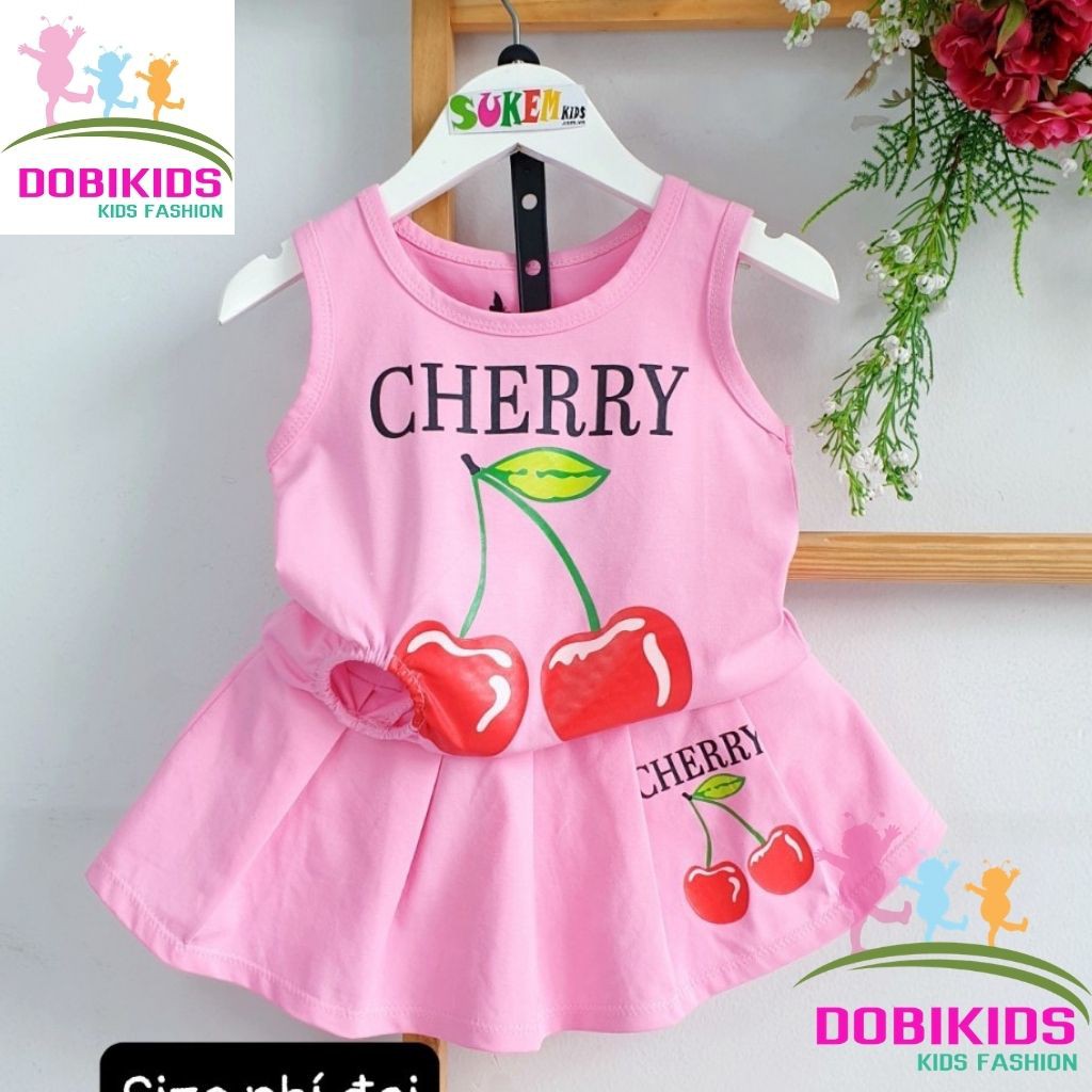 Dobikids - Set bộ bé gái quần váy cherry cotton SG chuẩn shop xịn 10-35kg