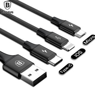Cáp sạc Baseus Rapid Series 3-in-1 Cable iPhone + Micro + Type C 3A dài 1m2 Fast Charging Cable