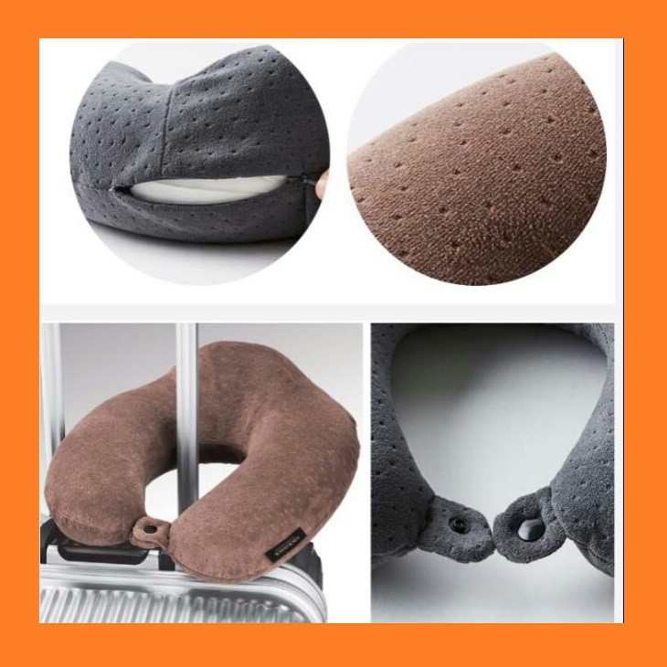 Gối cổ du lịch Lock &amp; Lock 30cm [ LTZ852 ] - gối MEMORY FOAM TRAVEL PILLOW  bông cotton cao cấp