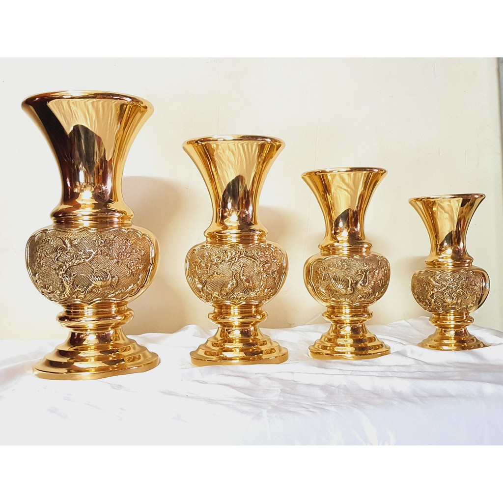Bình Hoa Bằng Đồng thương hiệu Vĩnh Tiến đẹp chất lượng ( Hàng Việt Nam Công nghệ sx Đài Loan 4 cỡ )