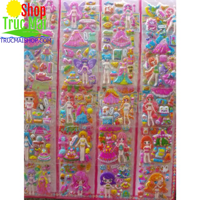 đồ chơi cho bé Stickers thiết kế quần áo cho búp bê combo 20 vỉ 20