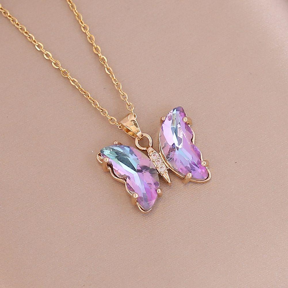 Vòng cổ Mặt Bướm Màu Gradient Thời Trang Dành Cho Nữ|Bươm Bướm