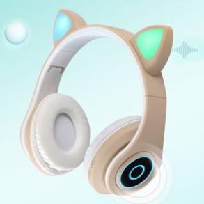 [FREESHIP] Tai Nghe Headphone Bluetooth V5.0 HWZ-B39 Kiểu Dáng Tai Mèo Có Đèn Led Hỗ Trợ Nghe Qua Dây Cắm AUX