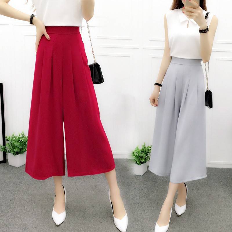 Quần Dài Ống Rộng Lưng Thun Phong Cách Hàn Quốc Dành Cho Nữ