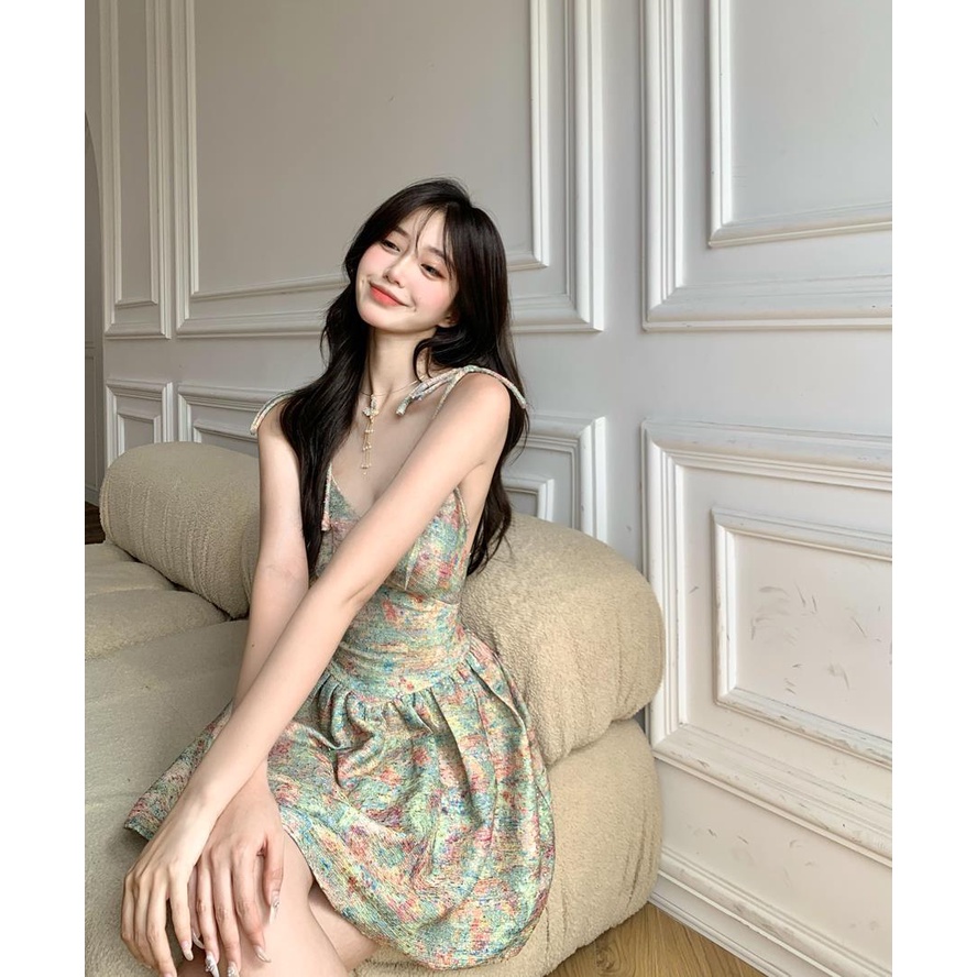 Đầm Hoa Hai Dây Mùa Hè Kiểu Mới 2021