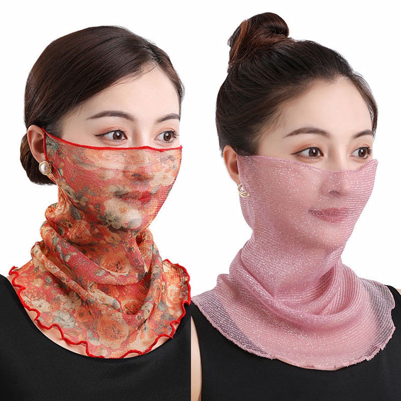 Khăn Choàng Cổ Che Mặt Và Cổ Bằng Lụa Chiffon Chống Tia Cực Tím Thoáng Khí Đa Chức Năng Cho Nam Nữ