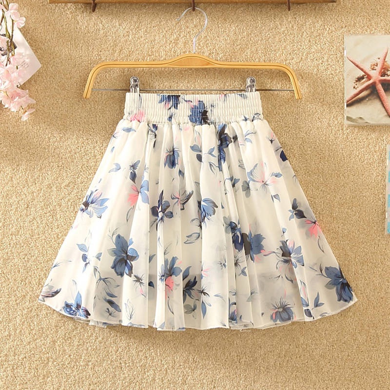 Chân Váy Chữ A Dáng Ngắn Bằng Vải Voan Xếp Ly Ba Lớp Lưng Thun In Họa Tiết Hoa Phong Cách Hàn Quốc Thời Trang Mùa Hè Dành Cho Nữ Sinh 30 Kiểu Lựa Chọn