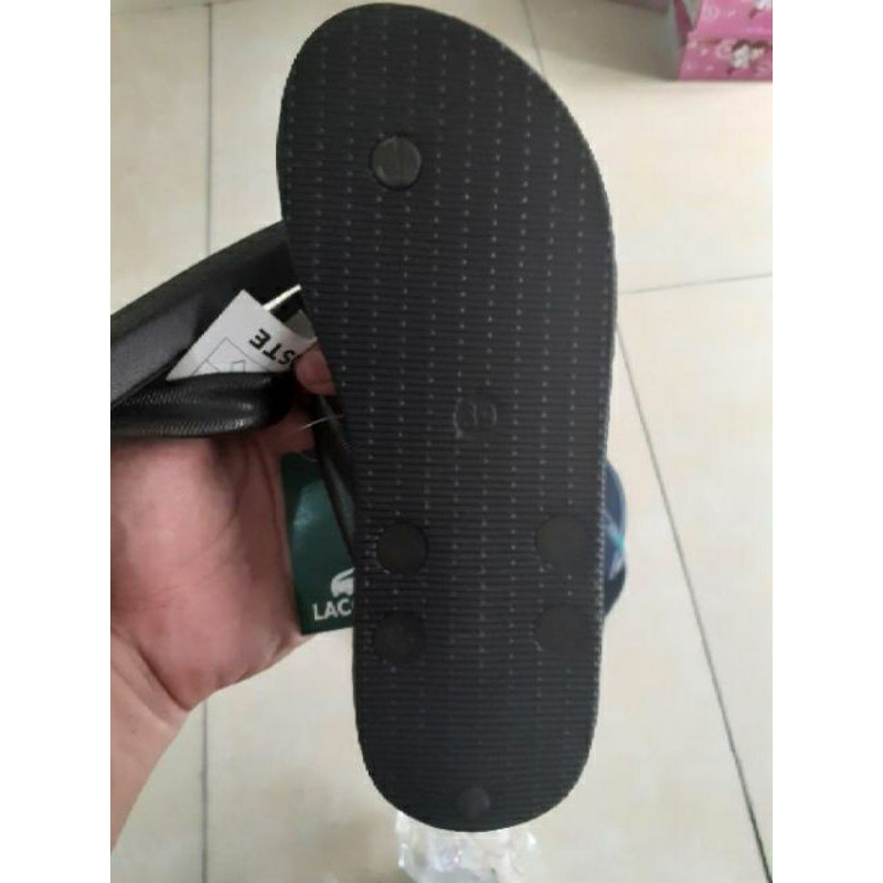 Tông nam#Dép kẹp nam Lacoste 2 màu đen - tím than