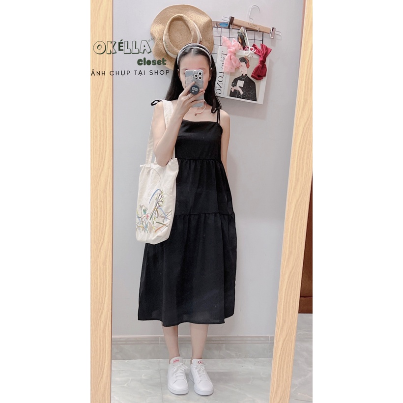 Váy maxi hai dây suông sắc màu Freesize Okella V001 ( Có ảnh Shop chụp)