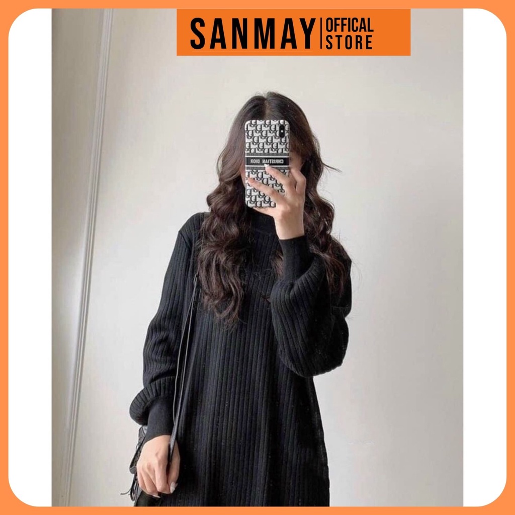 Váy Len Suông Thun Nữ Dáng Dài Trơn SANMAY Đầm Đi Dự Tiệc Cưới Đi Chơi Cao Cấp Thiết Kế Hàn Quốc Công Sở Trắng Đen VD013 | BigBuy360 - bigbuy360.vn