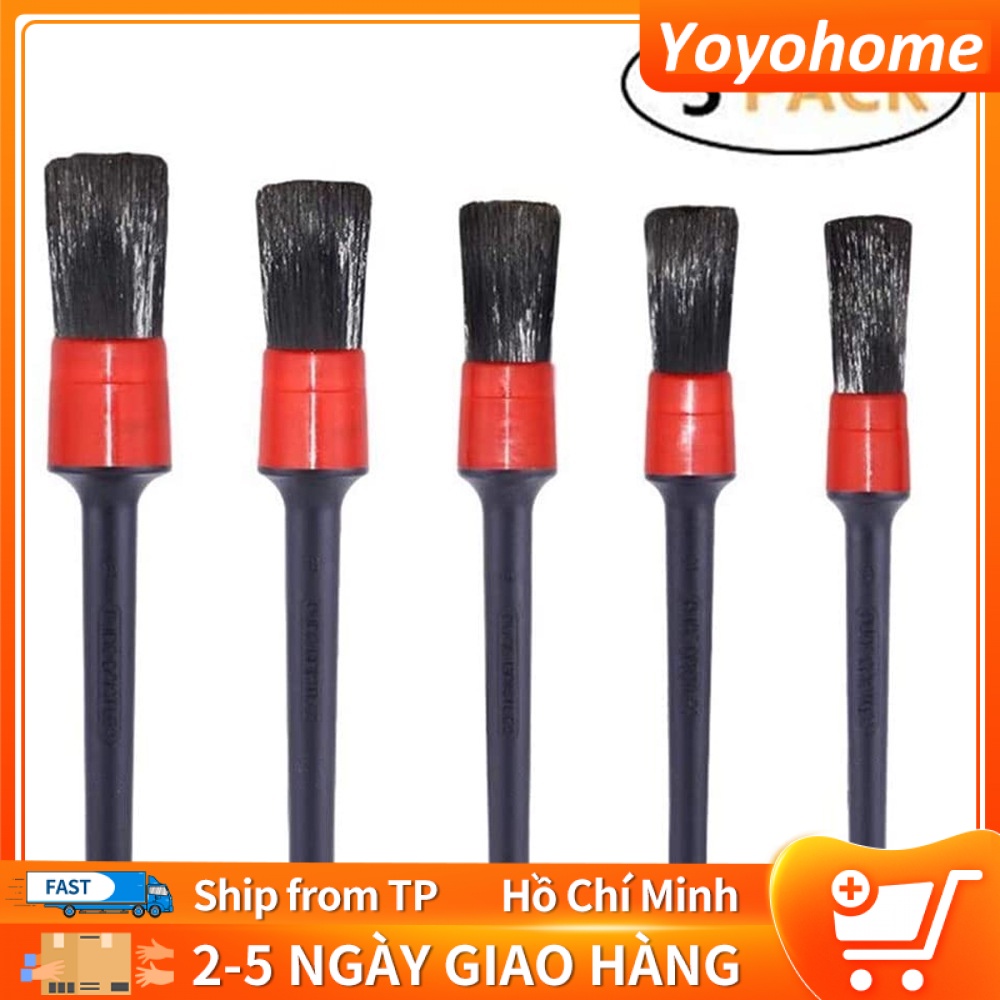Bộ 5 Chổi Cọ Vệ Sinh Xe Ô Tô Đa Năng - Cọ Rửa Khoang Máy, Mân Xe, Nội Thất