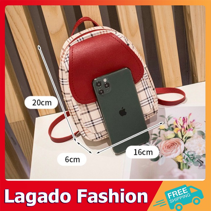 Balo nữ mini kẻ sọc xinh xắn có 2 kiểu đeo cực kì cute Thời Trang LAGADO