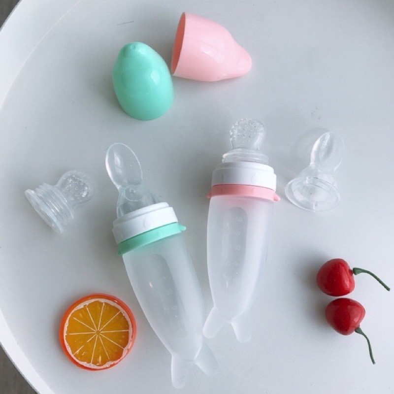 BÌNH THÌA ĂN DẶM VCOOL 2IN1-TẶNG KÈM NÚM NHAI CHỐNG HÓC SIÊU MỀM