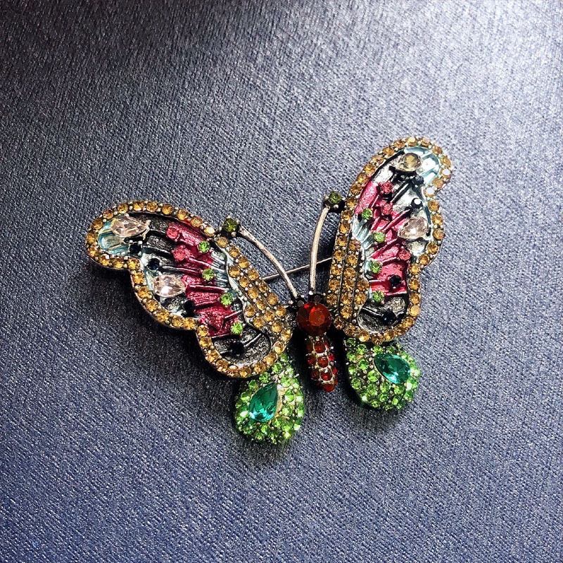 Trâm Cài Áo Hình Bướm Đính Đá Ba Chiều Dễ Phối Đồ Cho Nữ