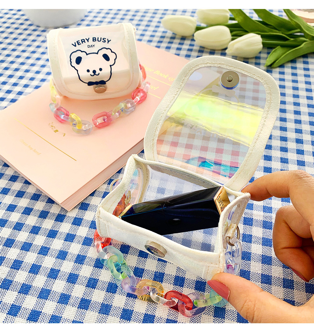 Túi Đựng Son Môi Màu Laser Họa Tiết Gấu Dễ Thương Tiện Dụng | BigBuy360 - bigbuy360.vn