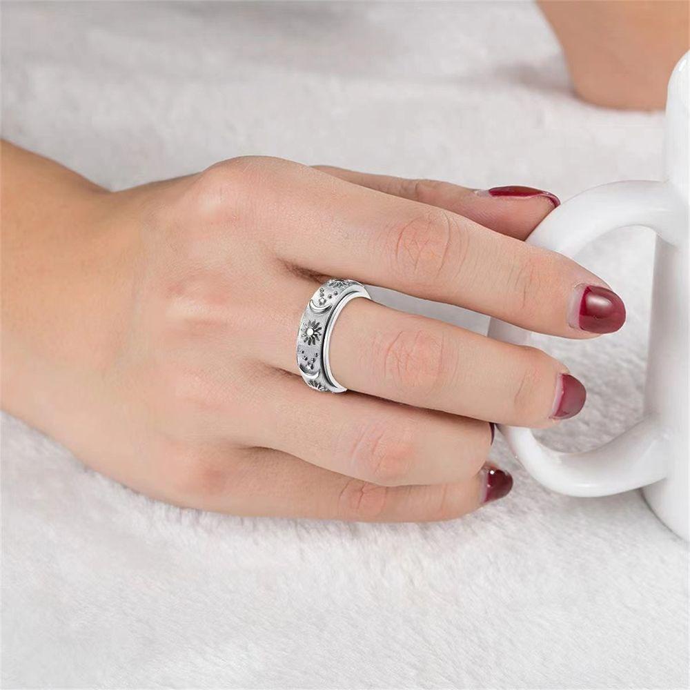 Nhẫn Xoay Bằng Thép Không Gỉ Phong Cách Hàn Quốc Cá Tính