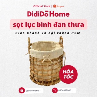 Sọt lục bình đan thưa có vải lót 28cm