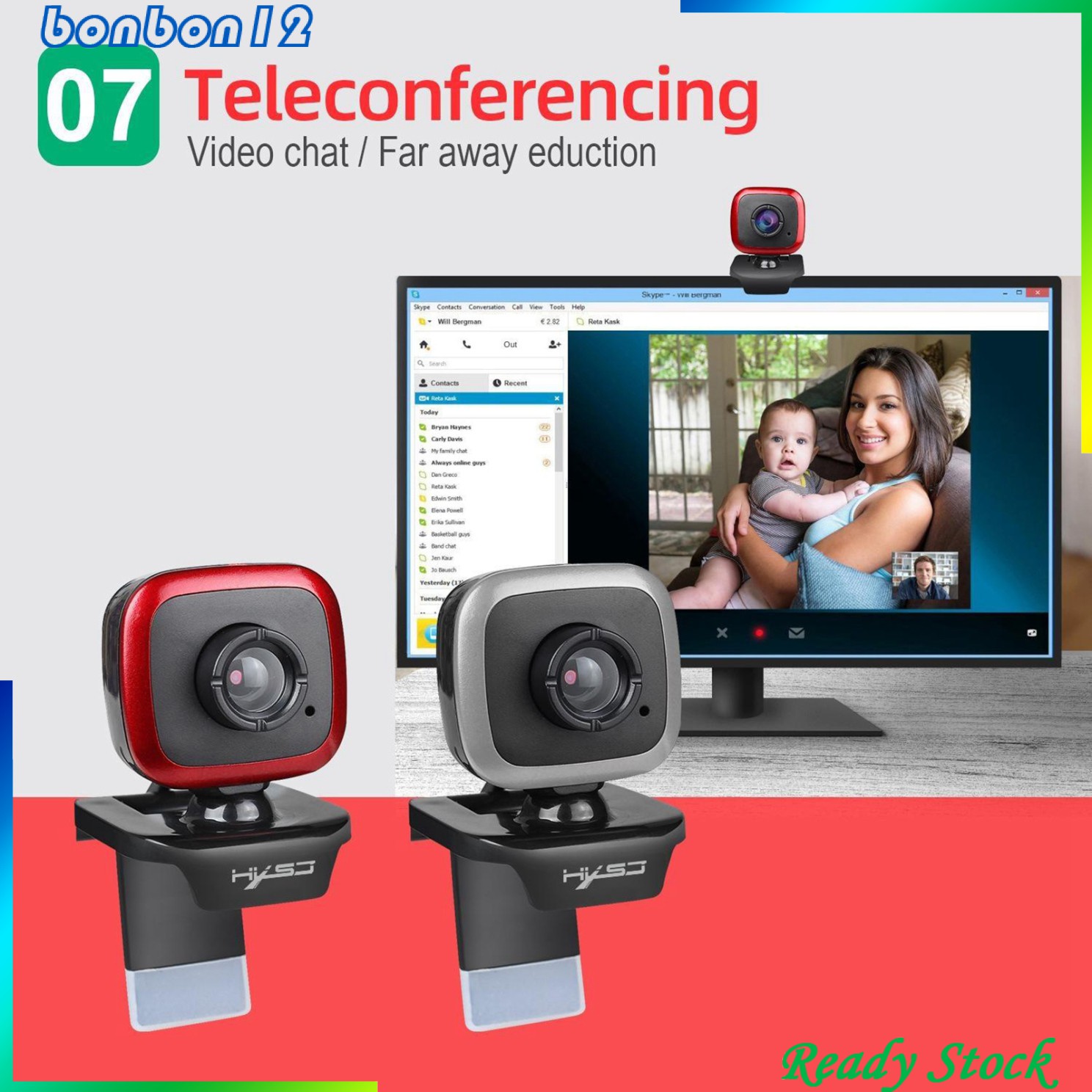 Webcam 480p Xoay 360 Độ Đa Năng Dành Cho Máy Tính