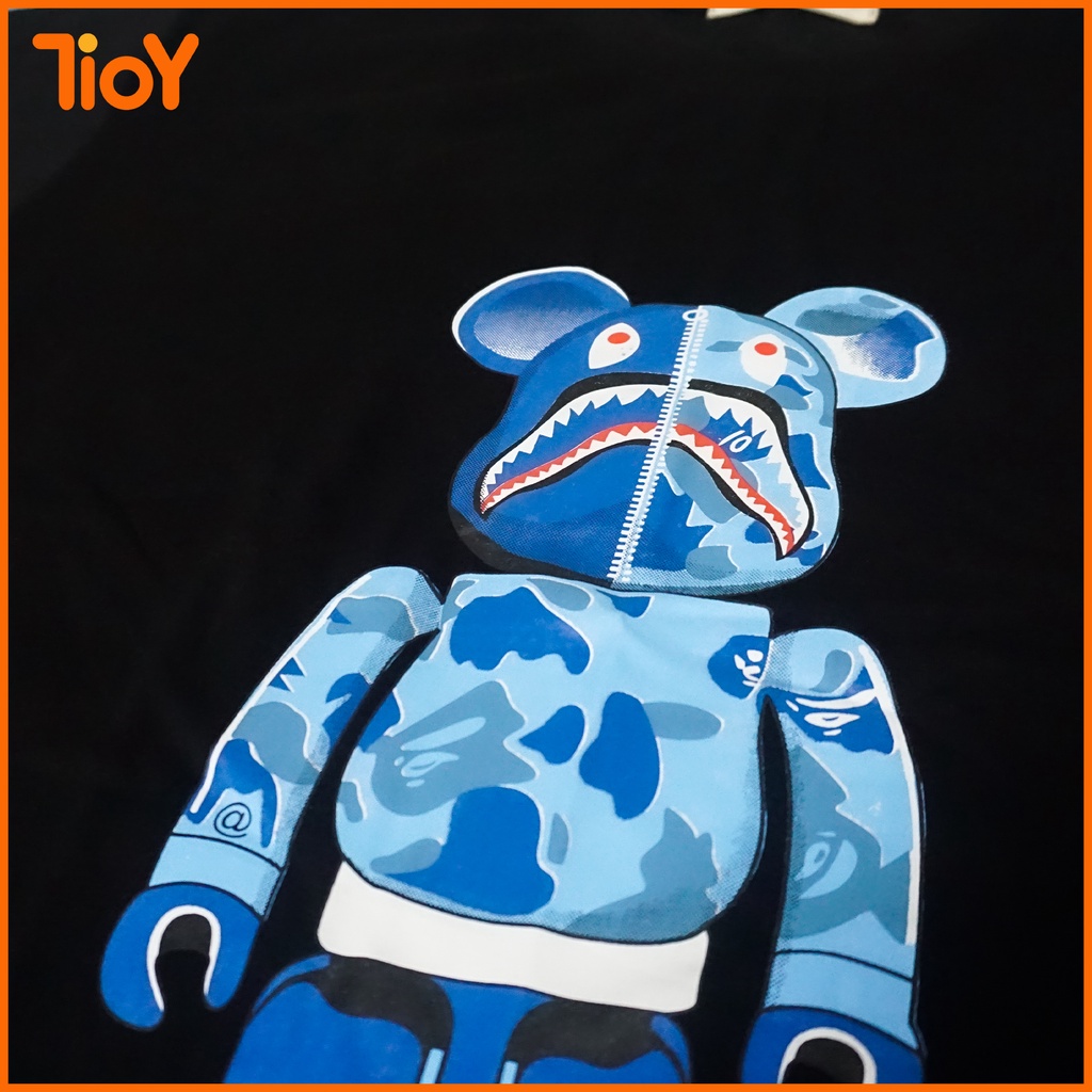 Áo Phông Tay Lỡ Unisex TIOY Bearbrick Camon Blue Form Rộng Đen