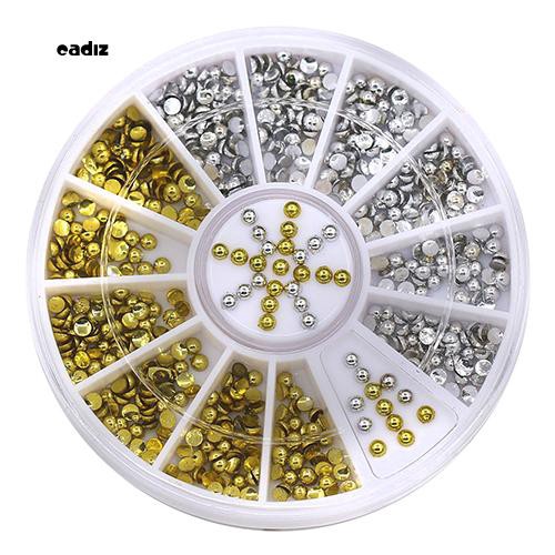 [Hàng mới về] Hộp tròn nhiều ngăn đựng hạt acrylic màu vàng/bạc dùng trang trí móng tay tiện dụng