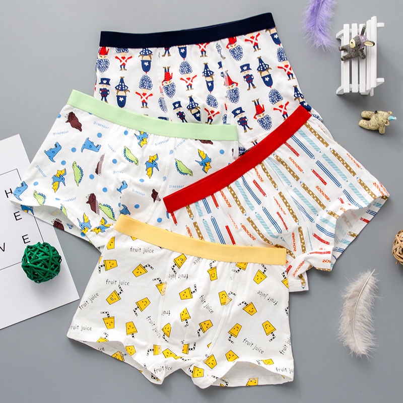 Quần Lót Boxer Cotton Họa Tiết Hoạt Hình Phong Cách Mới Cho Bé Trai