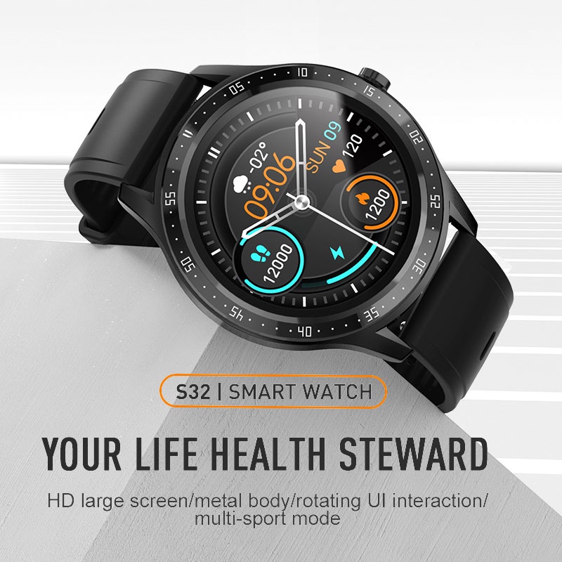 Lykry Smart Watch S32 Round Screen IP67 Waterproof Long Standby Heart Rate Monitoring Fitness Tracker 1.28 inch