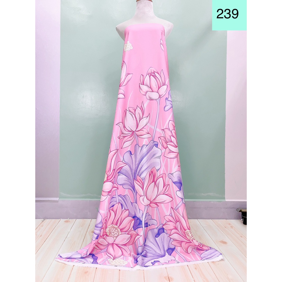 Vải lụa may áo dài, váy, sơ mi, tiệm vải của Hạp, mã 239, lụa vân hoa hồng chất mềm mịn