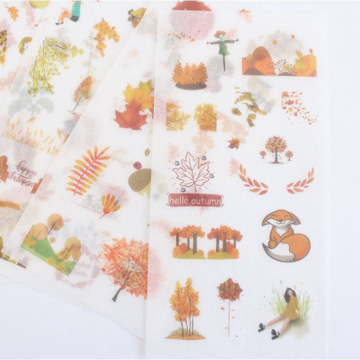 Bộ 6 Tấm Sticker Giấy Trang Trí Tình Yêu Mùa Thu 61449