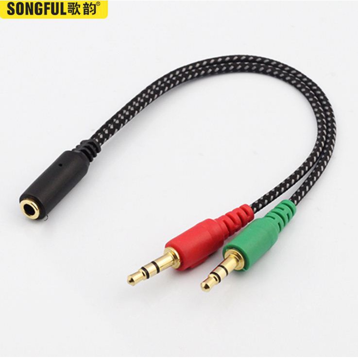 Cáp gộp audio và mic 3.5mm Jack tai nghe 3.5 dây dù chống đứt