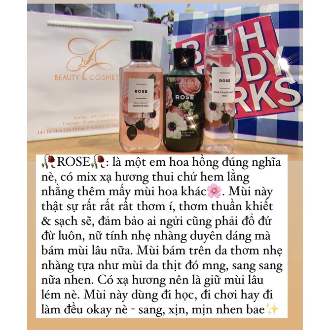 [BBW]🥀Xịt Thơm Toàn Thân Body Mist Bath &amp; Body Works - ROSE