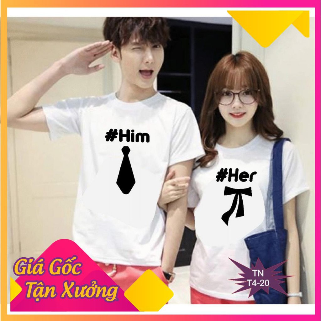 Áo thun Thanh Nga full size mẫu HIM HER