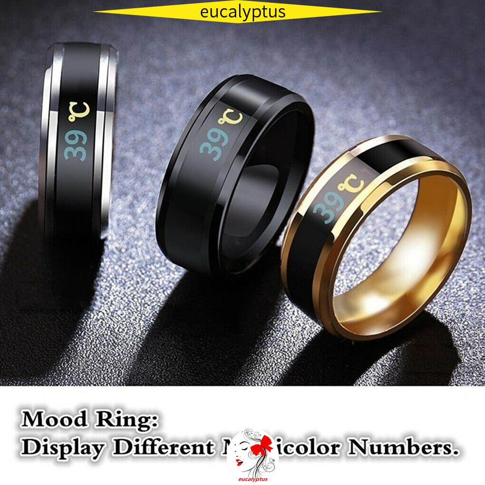 Nhẫn Đo Nhiệt Độ Thông Minh Hiển Thị Nhiệt Độ Bằng Thép Không Gỉ Cho Nam Và Nữ