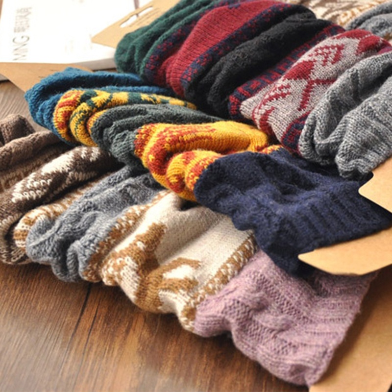 Youyo Vớ Dệt Kim Giữ Ấm Chân Họa Tiết Bông Tuyết Tuần Lộc Giáng Sinh Mùa Đông Cho Nữ Cuf