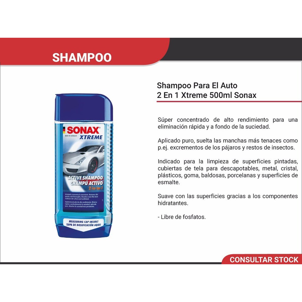 Nước rửa xe ô tô đậm đặc làm sạch nhanh - Sonax xtreme active shampoo 2 in 1 - Sonax 214200