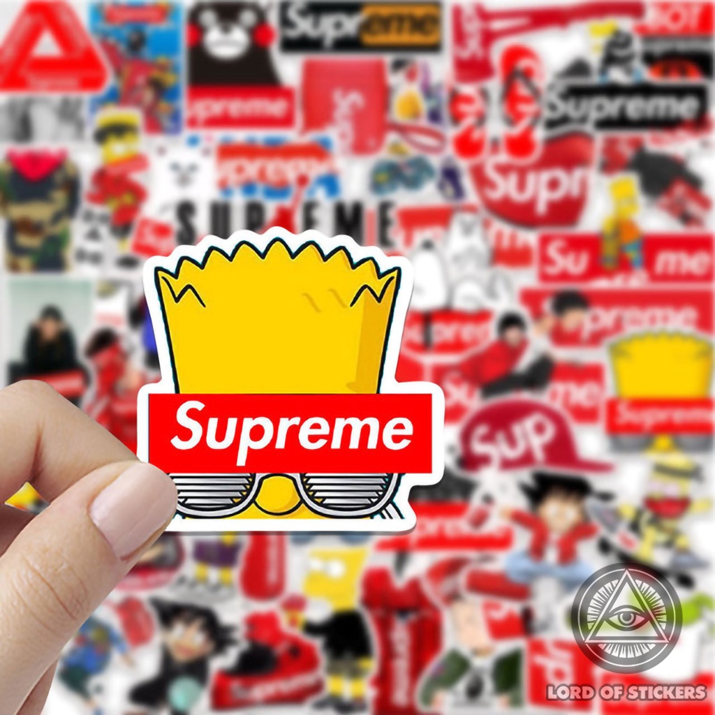 Set 50 Sticker SUPREME Cực Chất, Hình Dán Brand Logo Chống Thấm Nước Trang Trí Mũ Nón Bảo Hiểm, Laptop, Vali, Điện Thoại