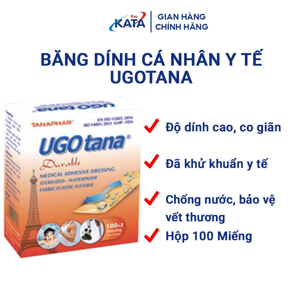 Băng Dính Cá Nhân Y Tế Ugotana (19mm*72mm), Hộp 100 Miếng - AK018