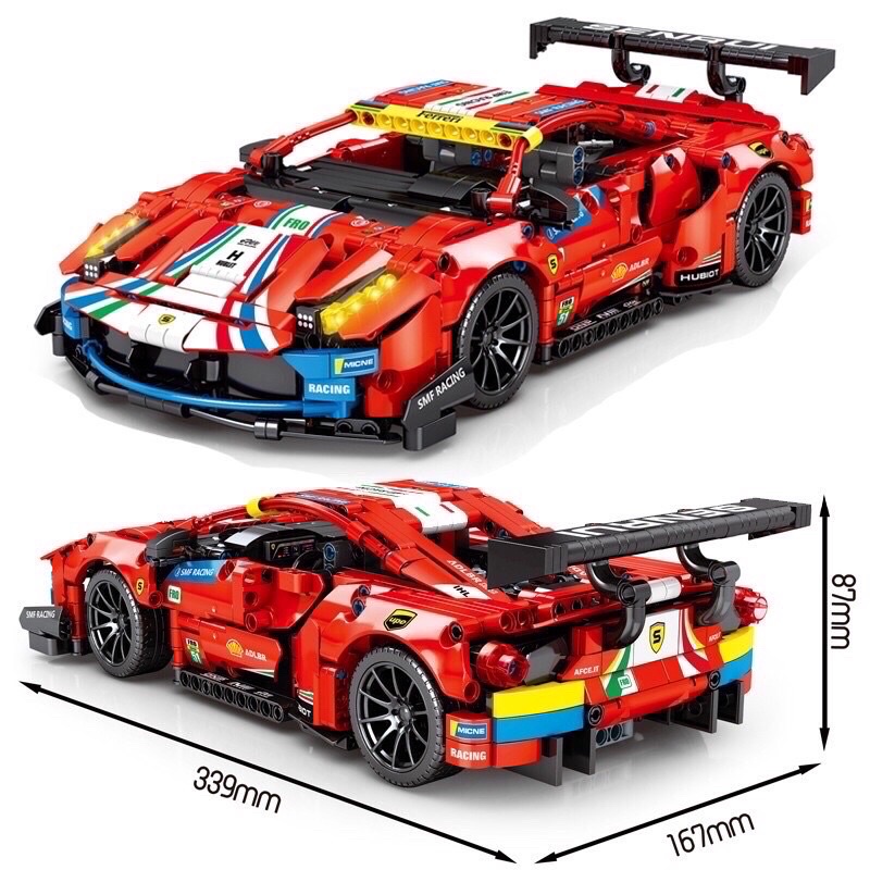 Đồ chơi lắp ráp nonlego Sy 8613 - Xếp Hình Siêu Xe Ferrari 488 GTE Super Car 1206 mảnh ghép )