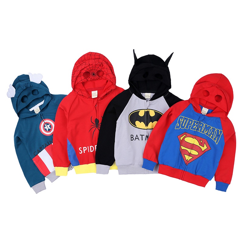 Áo khoác hoodie khóa kéo có mặt nạ mắt cho bé trai