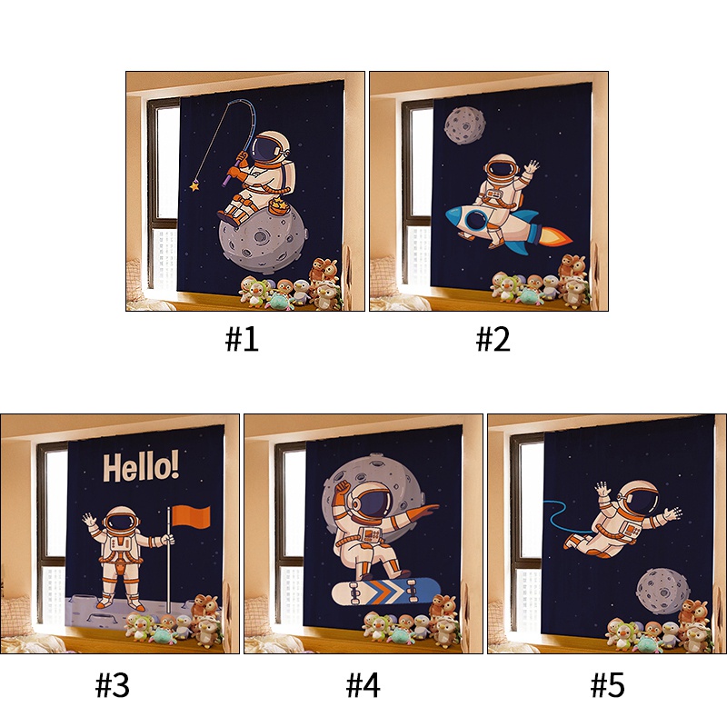 Rèm treo cửa họa tiết phi hành gia hoạt hình xinh xắn bắt mắt