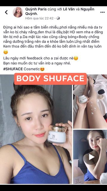 Kem chống nắng khoá trắng 3in1 shuface whitening body SPF 45 PA++