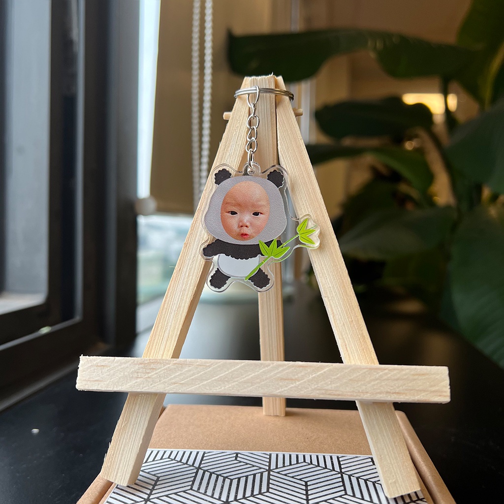 Móc chìa khóa mica cắt hình bé dễ thương và ghép ảnh vào chibi theo yêu cầu