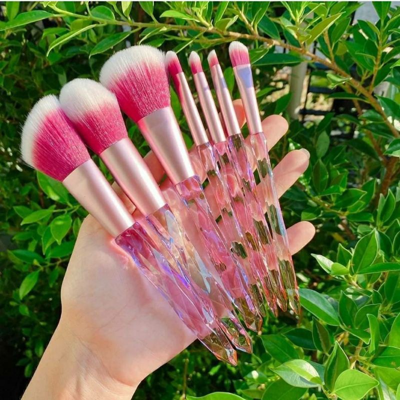 Bộ cọ 7 cây pha lê trong suốt 17cm - Hình thật- cọ trang điểm