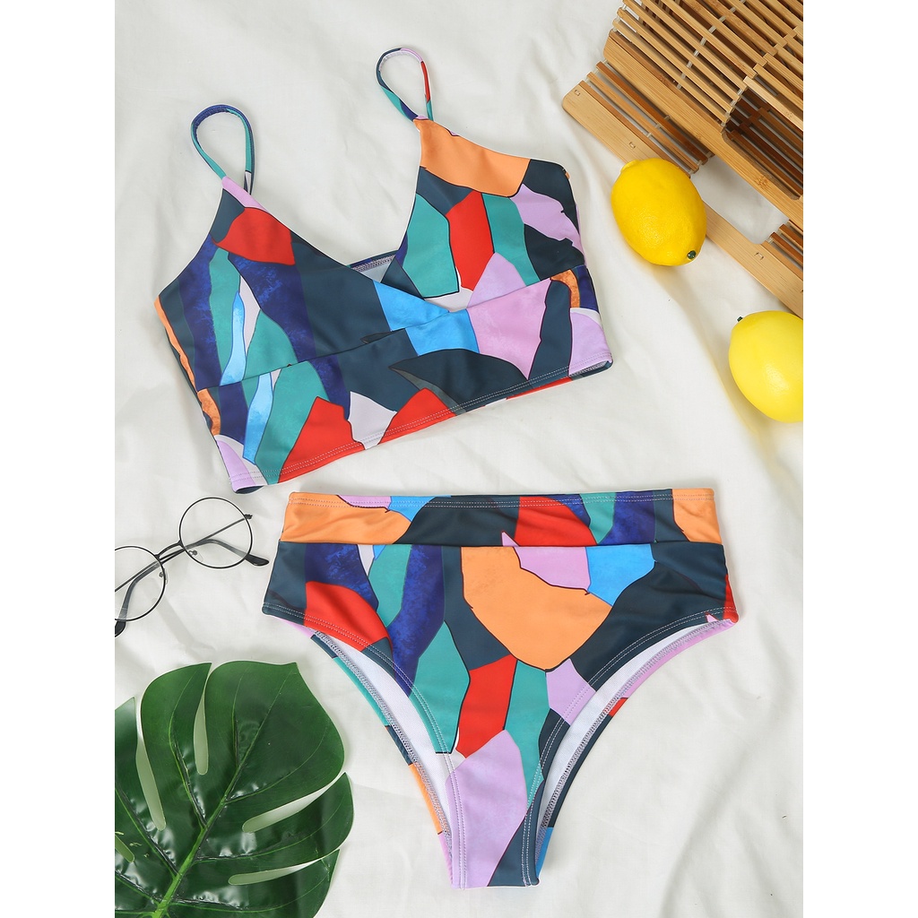 Bộ Bikini 2 Mảnh In Họa Tiết Nhiều Màu Thời Trang Quyến Rũ Cho Nữ